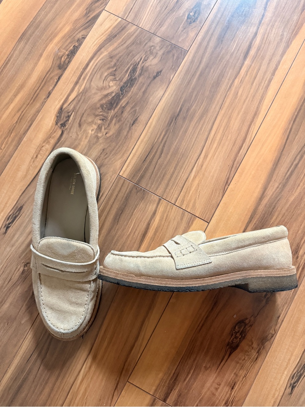 Golden Goose Jerry Penny loafers in Ecru Suede